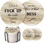 Set of 8 Funny Coasters with 4 Sayings
