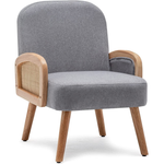 Upholstered Chairs with Bamboo Knitting and Solid Wood Legs