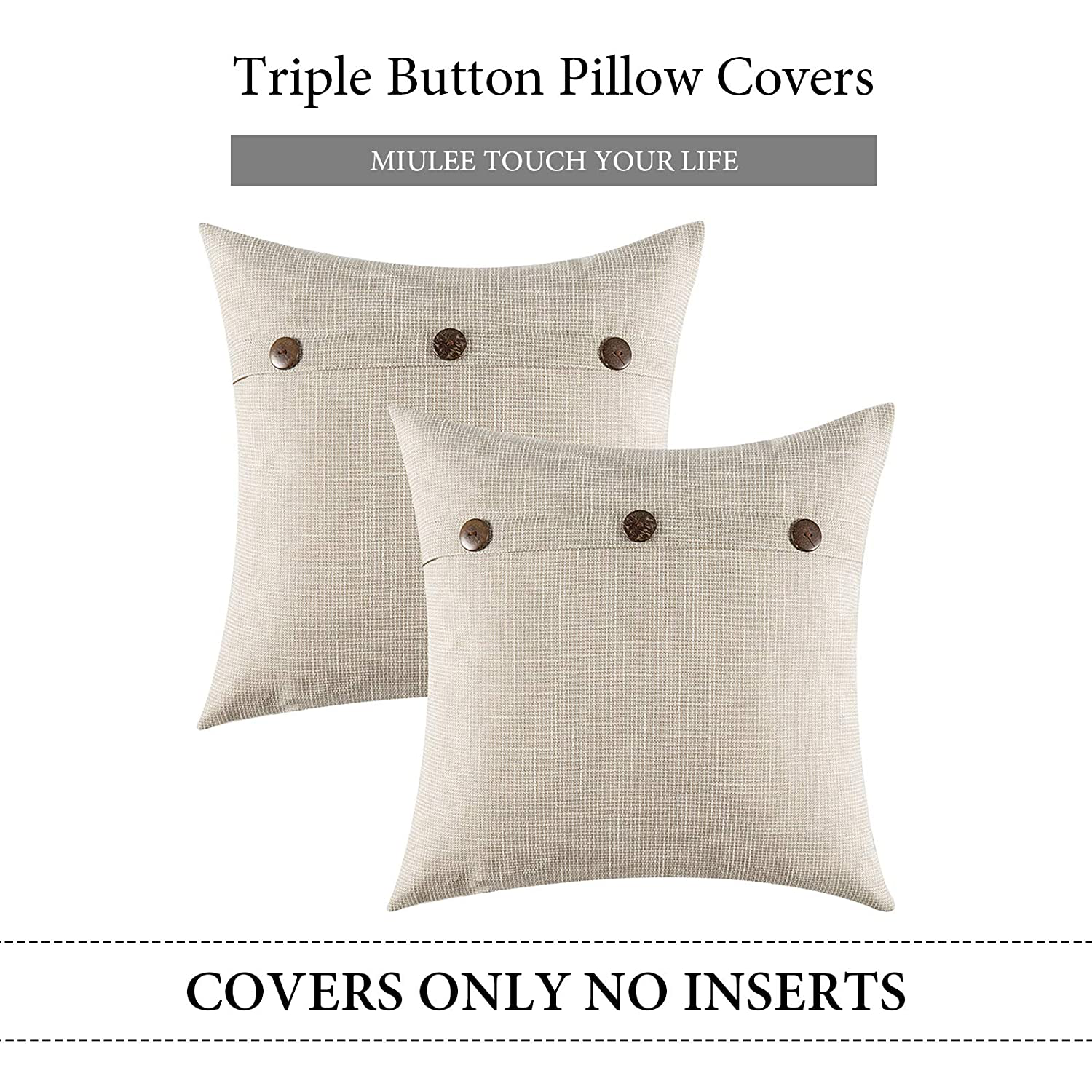 Triple Button Farmhouse Pillow Covers Set