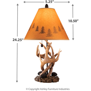 Signature Design by Ashley - Derek Antler Table Lamp - Mountain Style Shades - Rustic