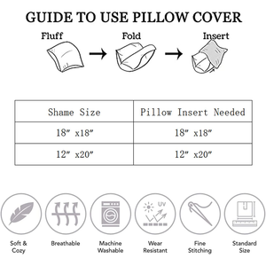 Throw Pillow Covers 18x18 Inch Decorative Boho Cotton Linen, Set of 2