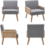 Upholstered Chairs with Bamboo Knitting and Solid Wood Legs