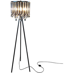 Hsyile Lighting KU300168 Unique Romance Crystal Tripod Floor Lamp Black Suitable for Bedroom,Living Room,Coffee Shop,4 Lights