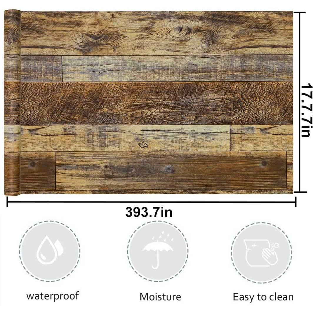 17.7in×78.7in Wood Wallpaper Brown Wood Peel and Stick Paper