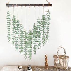 Artificial Eucalyptus Greenery Hanging Wall Decor Fake Eucalyptus Vines Wall Hanging Plants with Wooden Stick Farmhouse Rustic Boho Wall Decor for Bedroom, Living Room, Entryway and Bathroom Decor