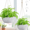 Bohemian Plastic/Stone Powder Indoor/Outdoor Hanging Planters with Drainage Holes - Set of 2