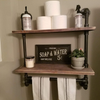Industrial Pipe Shelf, Rustic Wall Shelf with Towel Bar