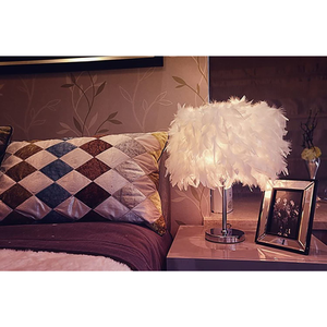 White Feather Bed Side Table Lamp
