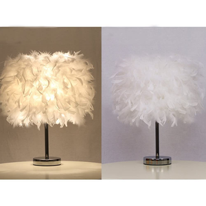 White Feather Bed Side Table Lamp