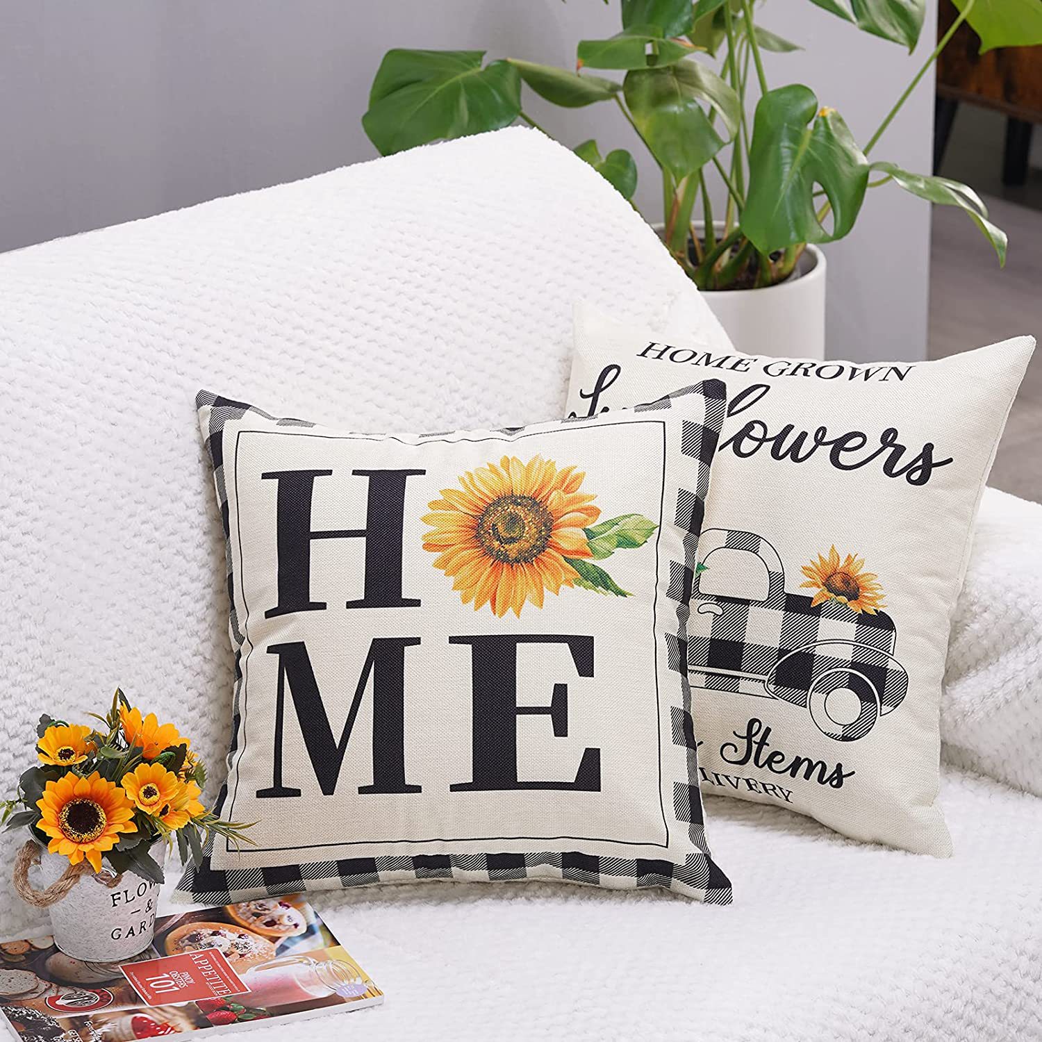 Home Love Farmhouse Decoration Throw Pillow Cover, 18x18Inch - Set of 4