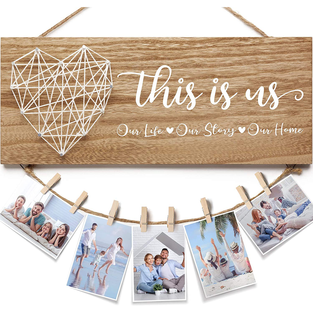 This Is Us Family Picture Frame Wood Hanging Photo Holder
