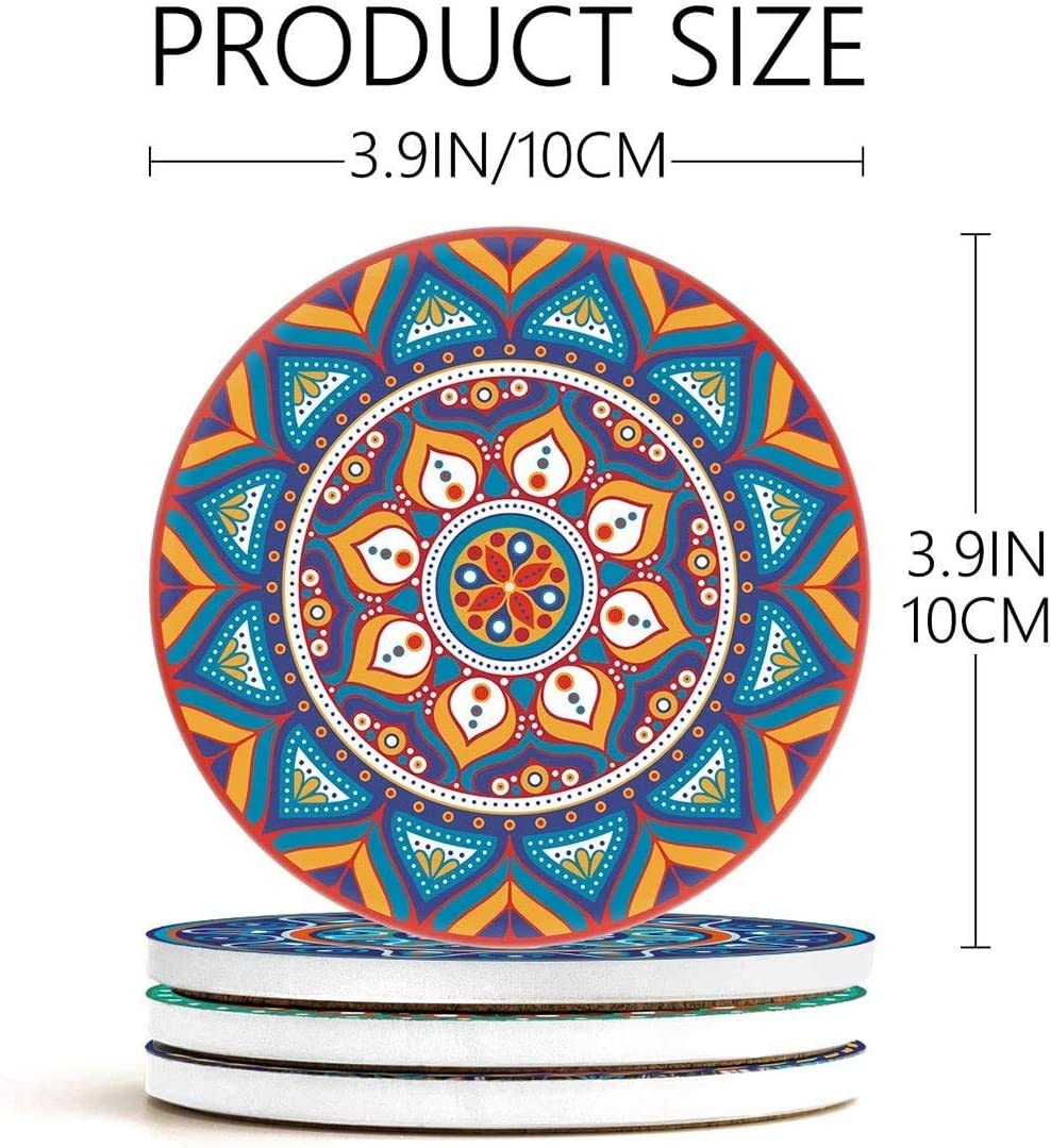 8 Packs Mandala Ceramic Coasters